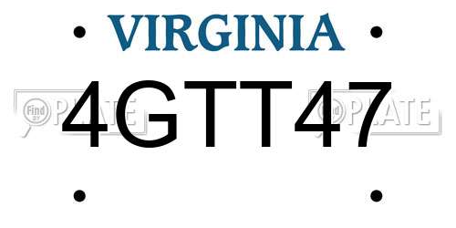 4GTT47 Virginia License Plate