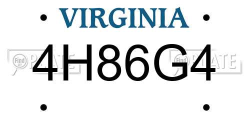 4H86G4 Virginia License Plate