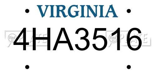 4HA3516 Virginia License Plate