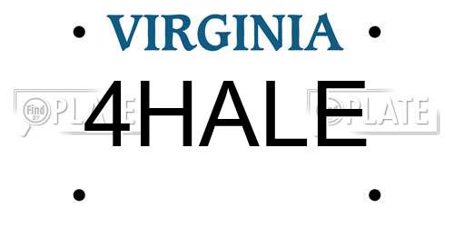 4HALE Virginia License Plate