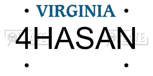4HASAN Virginia License Plate