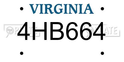 4HB664 Virginia License Plate