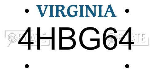 4HBG64 Virginia License Plate