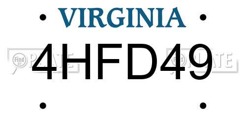 4HFD49 Virginia License Plate