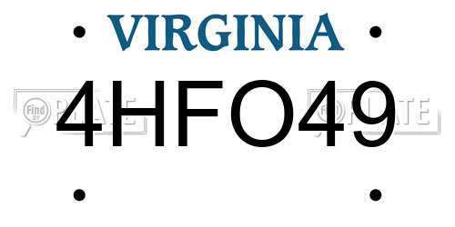 4HFO49 Virginia License Plate