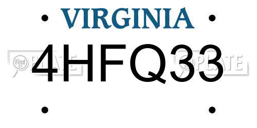 4HFQ33 Virginia License Plate