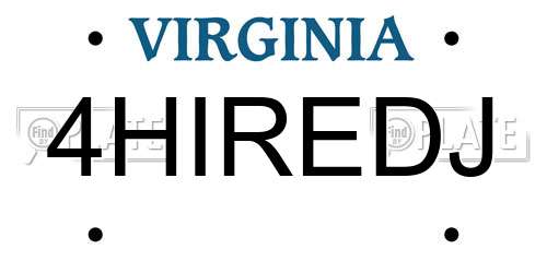 4HIREDJ Virginia License Plate