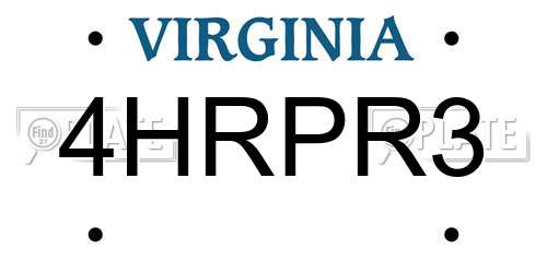 4HRPR3 Virginia License Plate