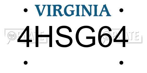 4HSG64 Virginia License Plate