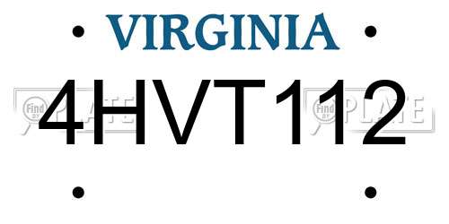 4HVT112 Virginia License Plate