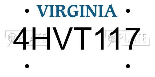 4HVT117 Virginia License Plate