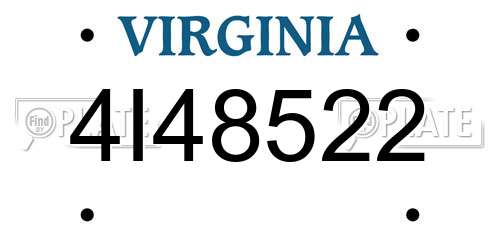 4I48522 Virginia License Plate