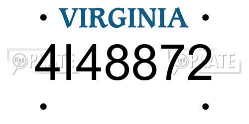 4I48872 Virginia License Plate