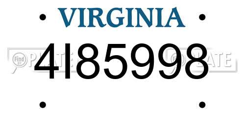 4I85998 Virginia License Plate