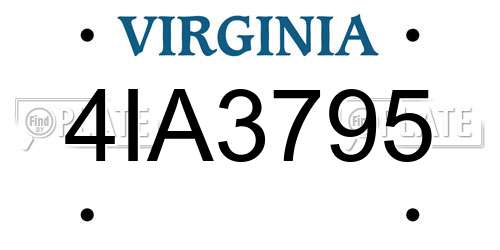 4IA3795 Virginia License Plate