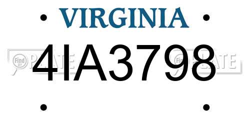 4IA3798 Virginia License Plate