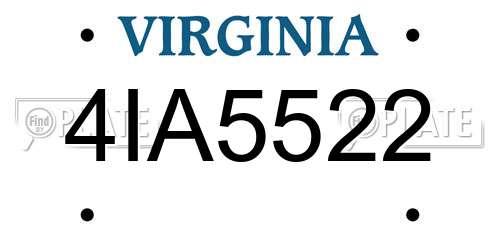4IA5522 Virginia License Plate