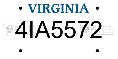 4IA5572 Virginia License Plate