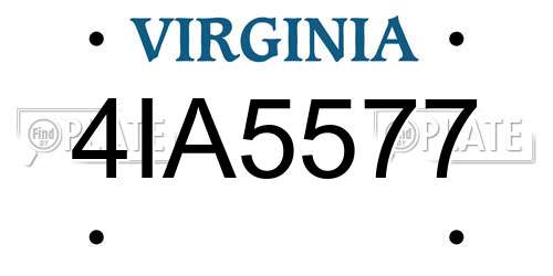 4IA5577 Virginia License Plate