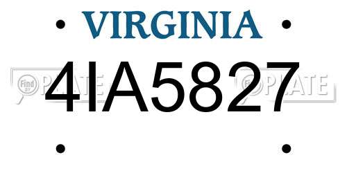 4IA5827 Virginia License Plate