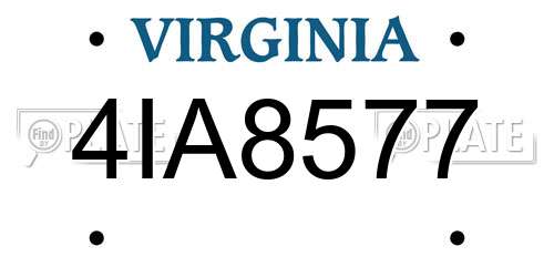 4IA8577 Virginia License Plate