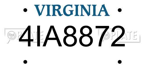 4IA8872 Virginia License Plate
