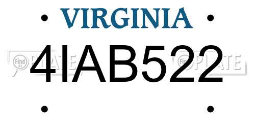 4IAB522 Virginia License Plate