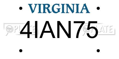4IAN75 Virginia License Plate