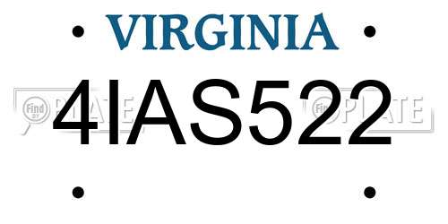 4IAS522 Virginia License Plate