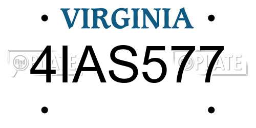 4IAS577 Virginia License Plate