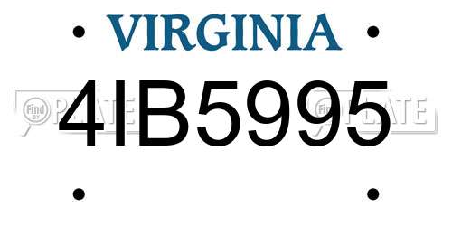 4IB5995 Virginia License Plate