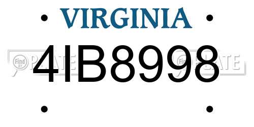 4IB8998 Virginia License Plate