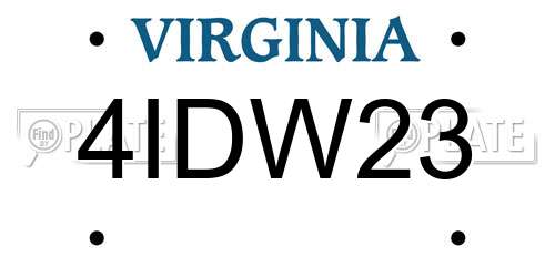 4IDW23 Virginia License Plate