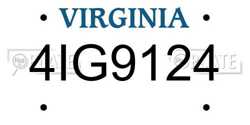4IG9124 Virginia License Plate