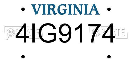 4IG9174 Virginia License Plate