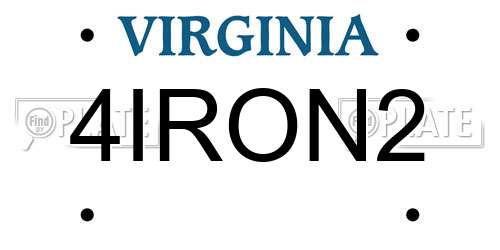 4IRON2 Virginia License Plate
