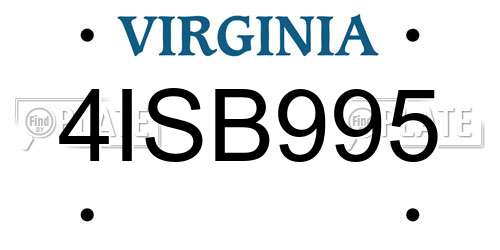 4ISB995 Virginia License Plate