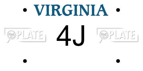 4J Virginia License Plate