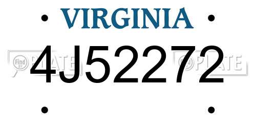 4J52272 Virginia License Plate