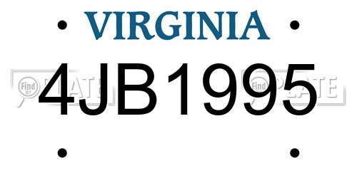4JB1995 Virginia License Plate