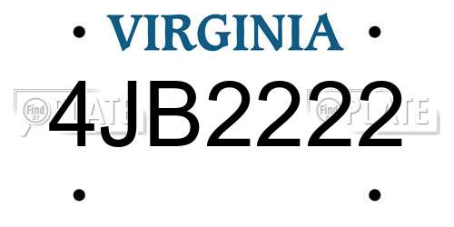 4JB2222 Virginia License Plate