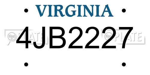 4JB2227 Virginia License Plate