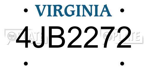 4JB2272 Virginia License Plate