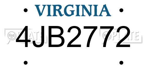 4JB2772 Virginia License Plate