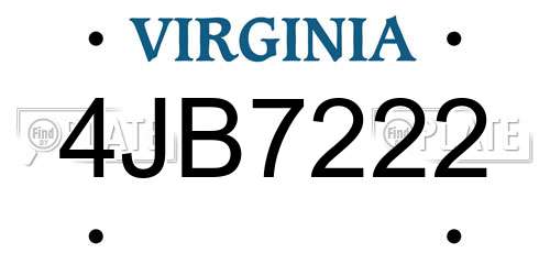 4JB7222 Virginia License Plate
