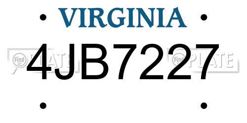 4JB7227 Virginia License Plate