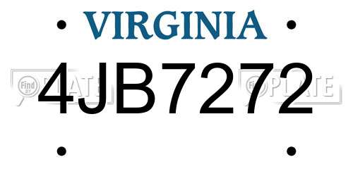 4JB7272 Virginia License Plate