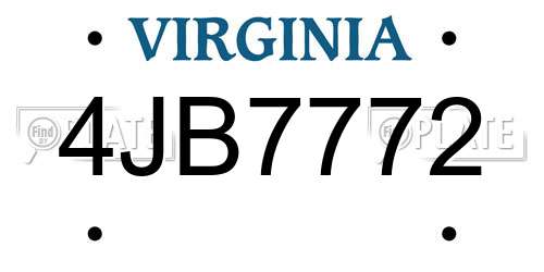 4JB7772 Virginia License Plate