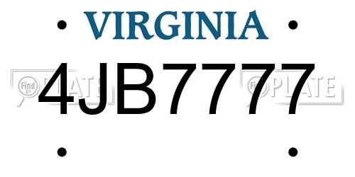 4JB7777 Virginia License Plate