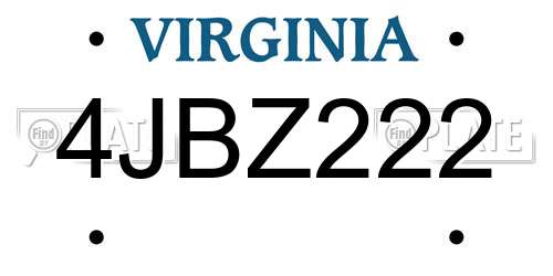4JBZ222 Virginia License Plate